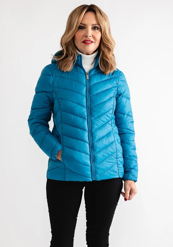 Leon Collection Padded Hooded Jacket, Teal Blue