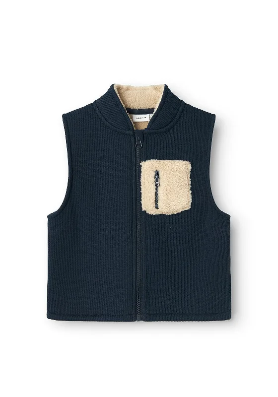 Name It Mini Boy Sabon Sleeveless Teddy Vest, Dark Sapphire