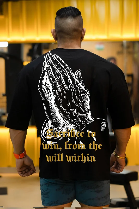 SACRIFICE TO WIN "PREMIUM" OVERSIZED T-SHIRT (BLACK)