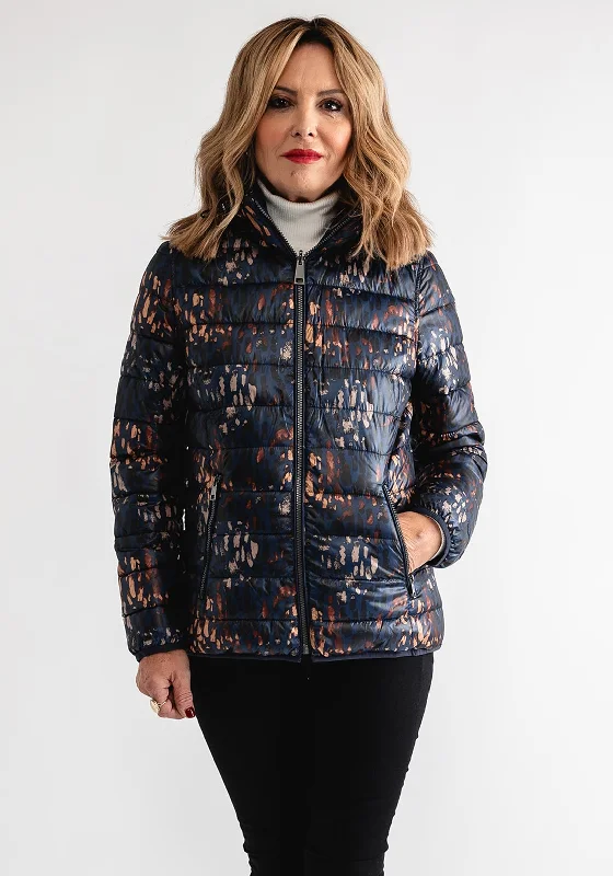 Barbara Lebek Abstract Print Padded Jacket, Navy