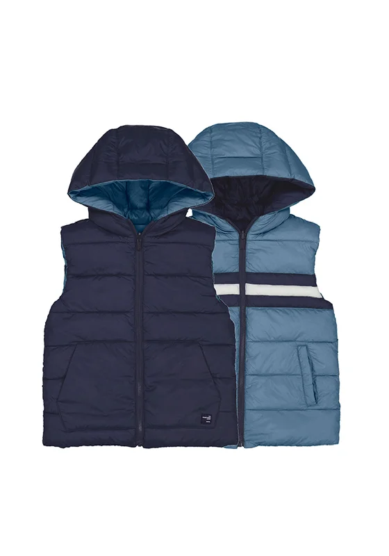 Mayoral Boy Hooded Reversible Gilet, Blue