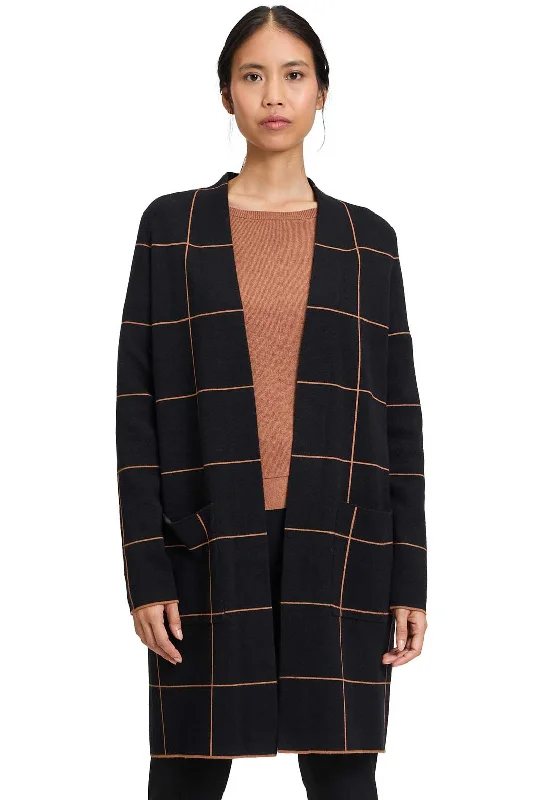 Betty Barclay Grid Knit Open Cardigan, Black