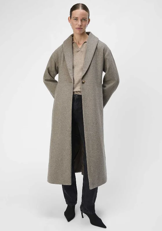 Object Pisa Long Wool Blend Coat, Taupe