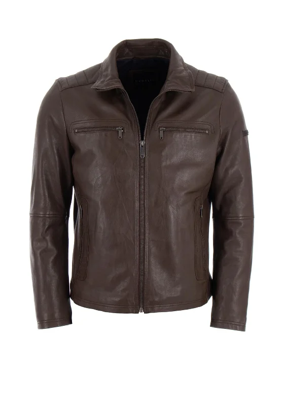 Bugatti Leather Biker Jacket, Brown