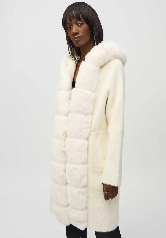 Joseph Ribkoff Faux Fur Hooded Coat, Cream