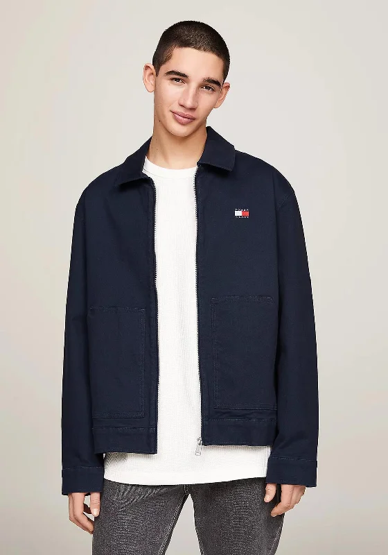 Tommy Jeans Logo Embroidery Trucker Jacket, Dark Night Navy