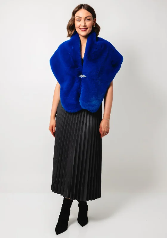 Serafina Collection One Size Faux Fur Shawl, Royal Blue