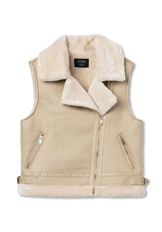 Tiffosi Icy Faux Fur Lined Gilet, Beige