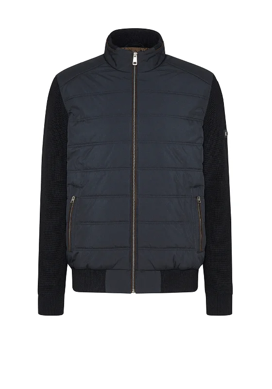 Bugatti Knit Sleeves Jacket, Navy