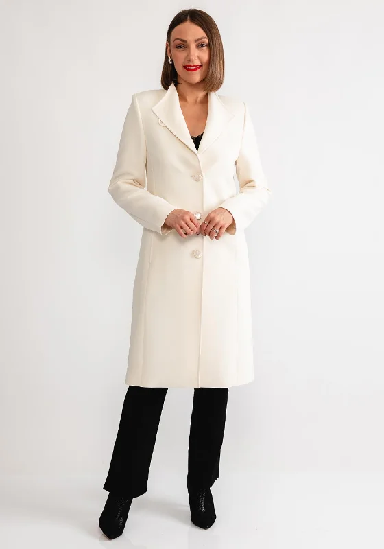 Christina Felix Classic Tailored Buttoned Long Coat, Cream