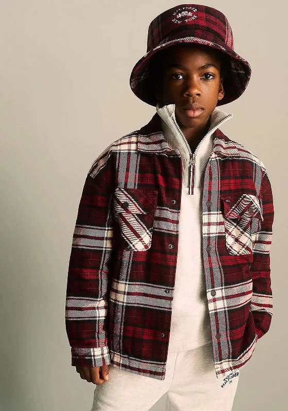 Tommy Hilfiger Boys Lined Tartan Overshirt, Red Multi