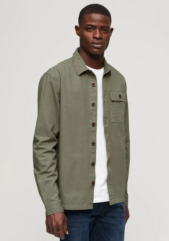 Superdry Vintage Military Overshirt, Dark Moss Green