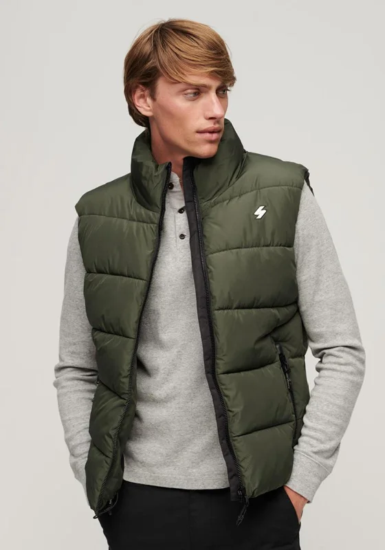 Superdry Sports Puffer Gilet, Dark Moss