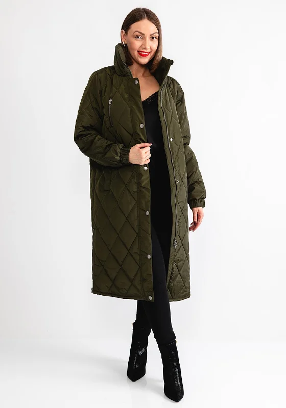 Kaffe Lindsay Quilted Long Coat, Green