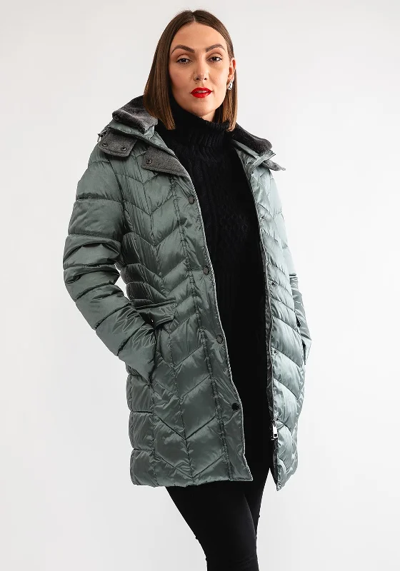 Barbara Lebek Metallic Padded Coat, Sage Green