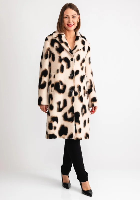 Gerry Weber Wool Blend Leopard Coat, Beige