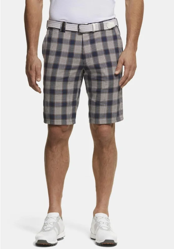 Meyer Checked Golf Bermuda Shorts, Navy