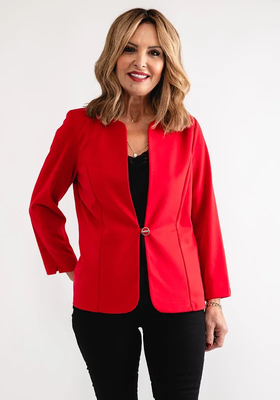 Leon Collection Single Buttoned Short Jacket, Red