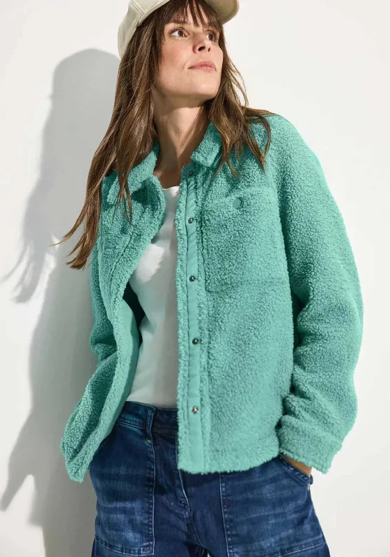 Cecil Teddy Button Up Overshirt, Turquoise