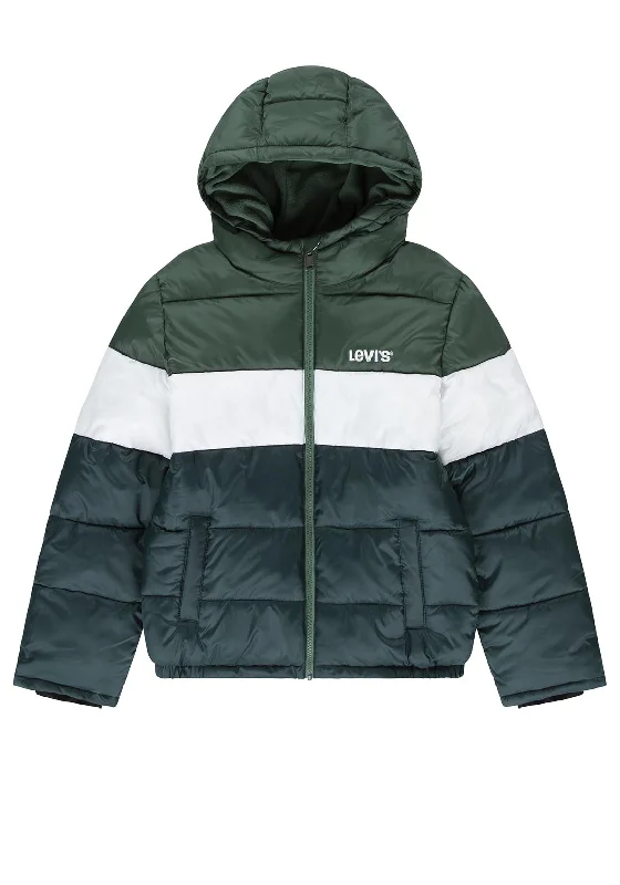 Levi’s Boys Colourblock Padded Coat, Bistro Green