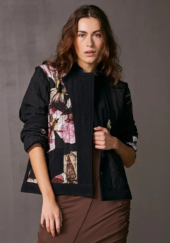 NU Denmark Viva Floral Pattern Jacket, Black Multi