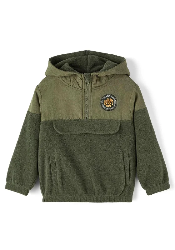 Name It Mini Boy Orm Fleece Anorak, Oil Green