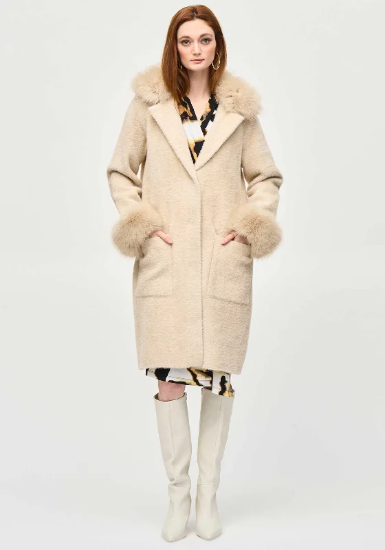 Joseph Ribkoff Faux Fur Fluffy Knit Jacket, Beige