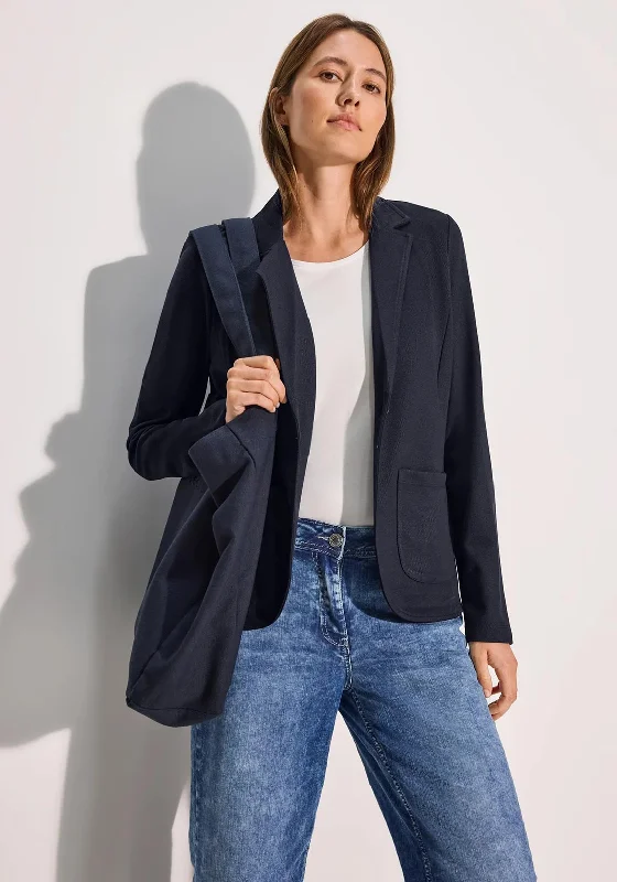 Cecil Ribbed Basic Blazer, Navy