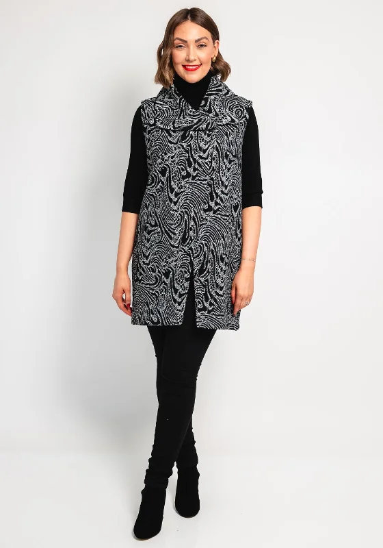 Ever Sassy Patterned Gilet, Black