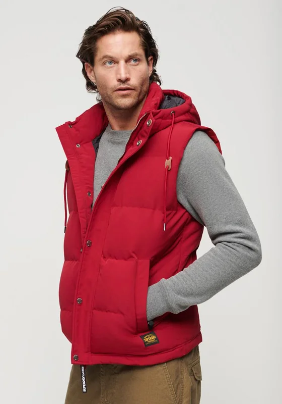 Superdry Everest Puffer Gilet, Deep Red