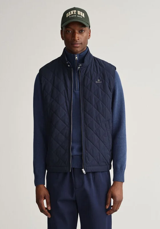 Gant Quilted Windcheater Gilet, Evening Blue