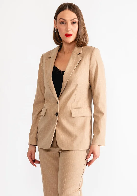 Gerry Weber Pinstripe Single Breasted Blazer, Camel