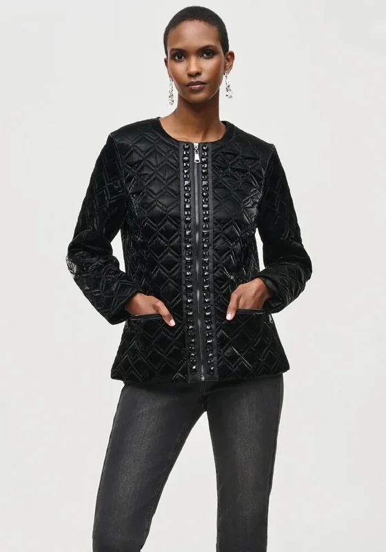 Joseph Ribkoff Embellished Quilted Sheen Jacket, Black