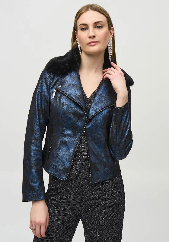 Joseph Ribkoff Shimmer Suede Jacket, Dark Blue