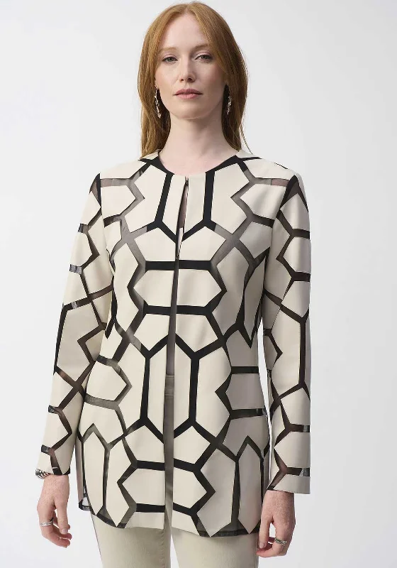 Joseph Ribkoff Geometric Mesh Jacket, Cream