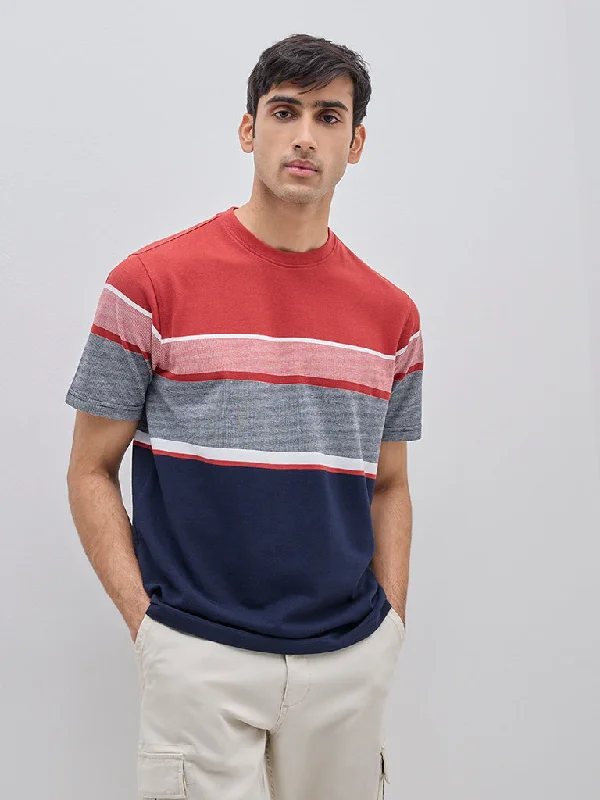 WES Lounge Multicolour Colour-Blocked Relaxed-Fit T-Shirt