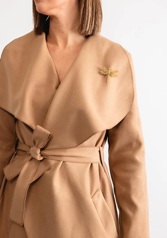 Serafina Collection One Size Belted Coat, Camel