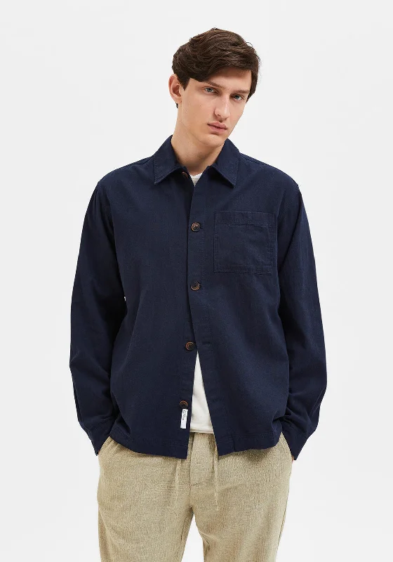 Selected Homme Blas Linen Overshirt, Sky Captain