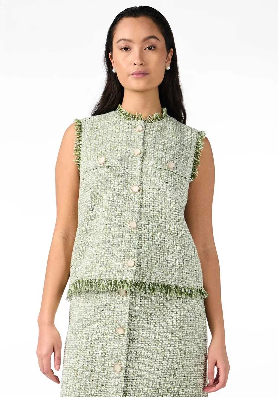 Y.A.S Asara Tweed Sleeveless Jacket, Sage