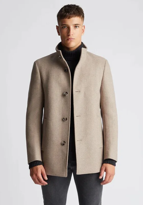 Remus Uomo Jonah Wool Rich Overcoat, Greige