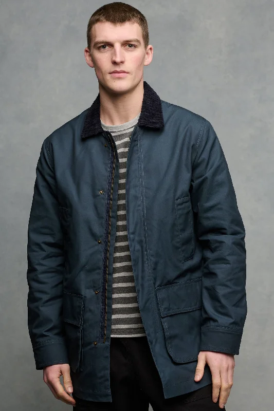 Men's Waxed Car Coat - Navy