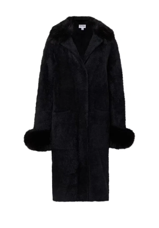 Joseph Ribkoff Faux Fur Fluffy Knit Jacket, Black