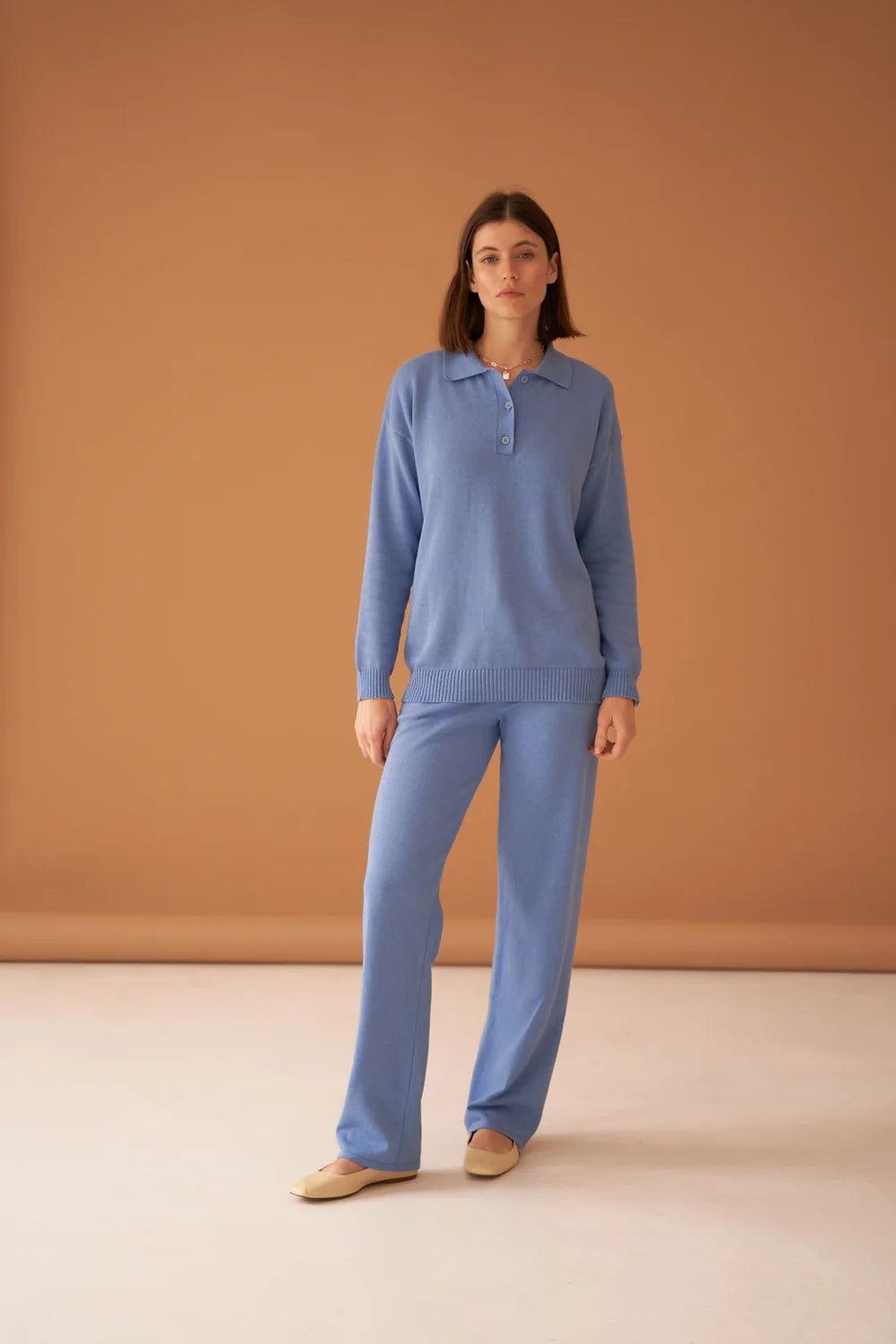 Blue Cotton Cashmere Trousers