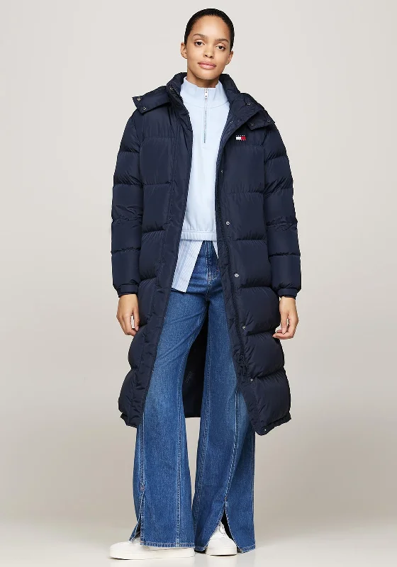 Tommy Jeans Womens Alaska Puffer Long Coat, Navy