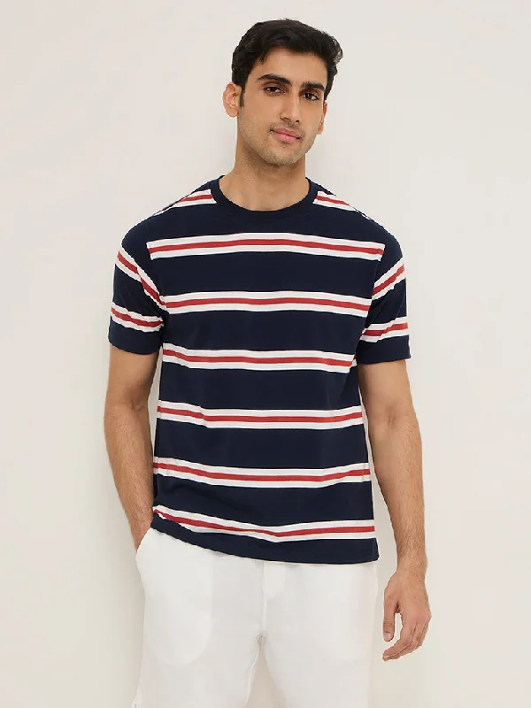 WES Lounge Navy Striped Relaxed-Fit T-Shirt