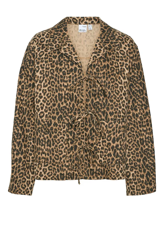 Vero Moda Kirby Long Sleeve Leopard Denim Jacket, Silver Mink