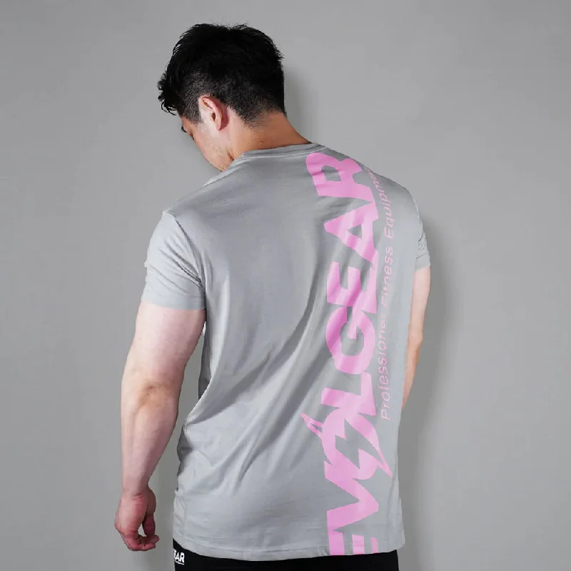 EVOLGEAR VERTICAL LOGO T-SHIRT 【GRAY×PINK】