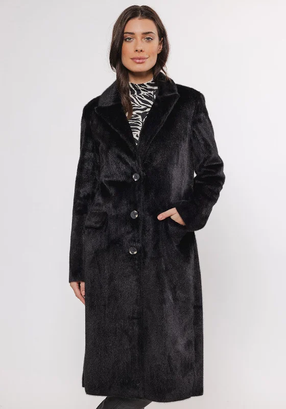 Rino and Pelle Saami Long Faux Fur Coat, Black