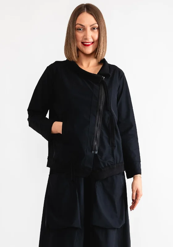 Naya Asymmetrical Zip Jacket, Black