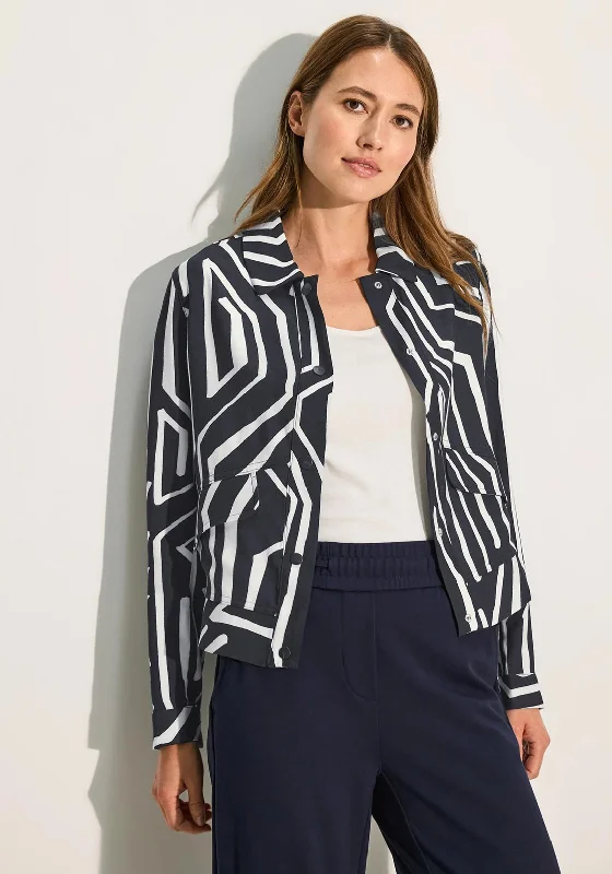 Cecil Geo Print Short Jacket, Navy & White